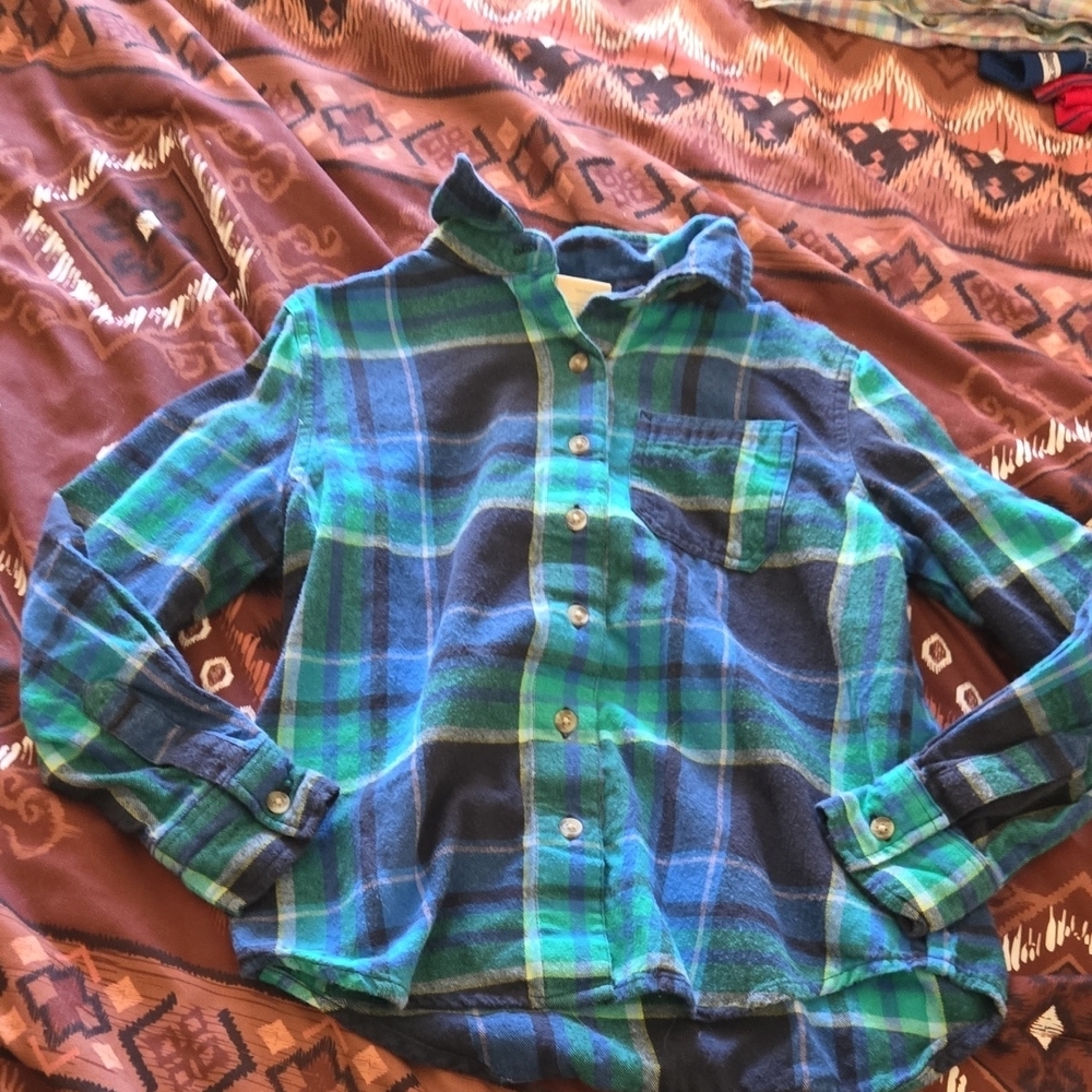 Blue and Green Plaid Shirt
